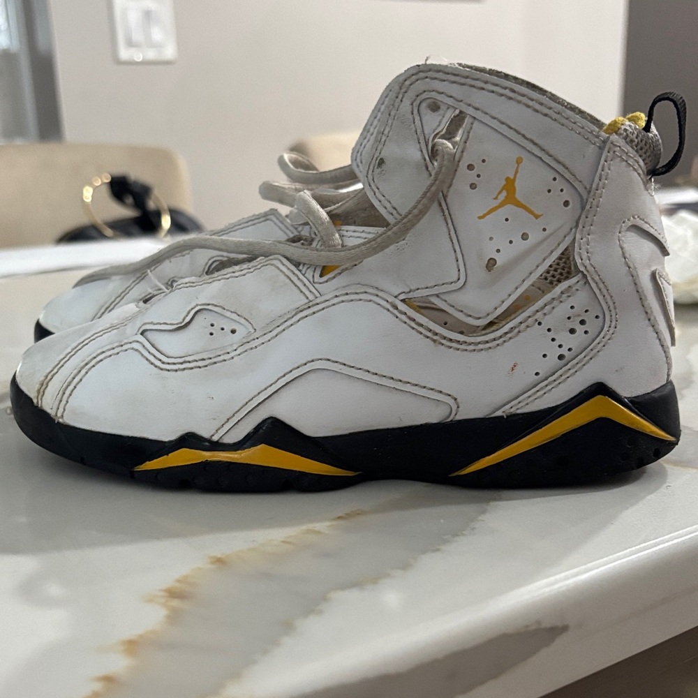 Jordan Kids White and Yellow High-Top Sneakers